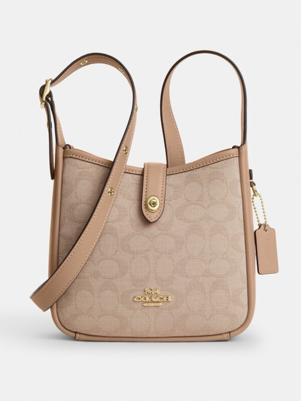 🤎Coach NWT Small Hadley Mini Crossbody in Signature Beige Jacquard Gold Hardware